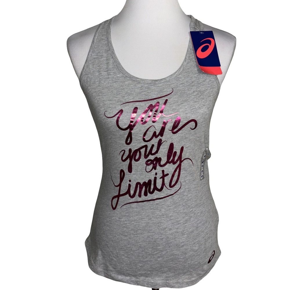 Asics Women's Gray and Pink Tank Top